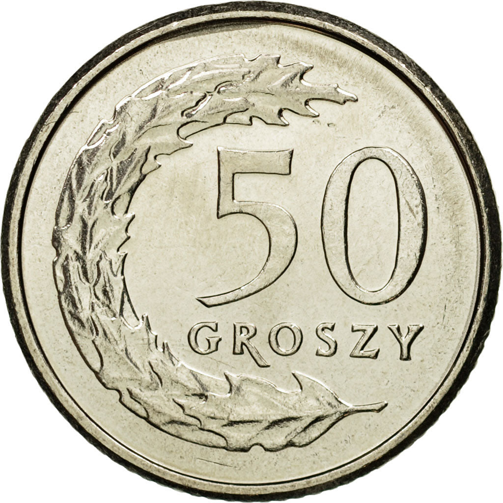 Coin, Poland, 50 Groszy, 2008, Warsaw, MS(65-70), Copper-nickel, KM:281