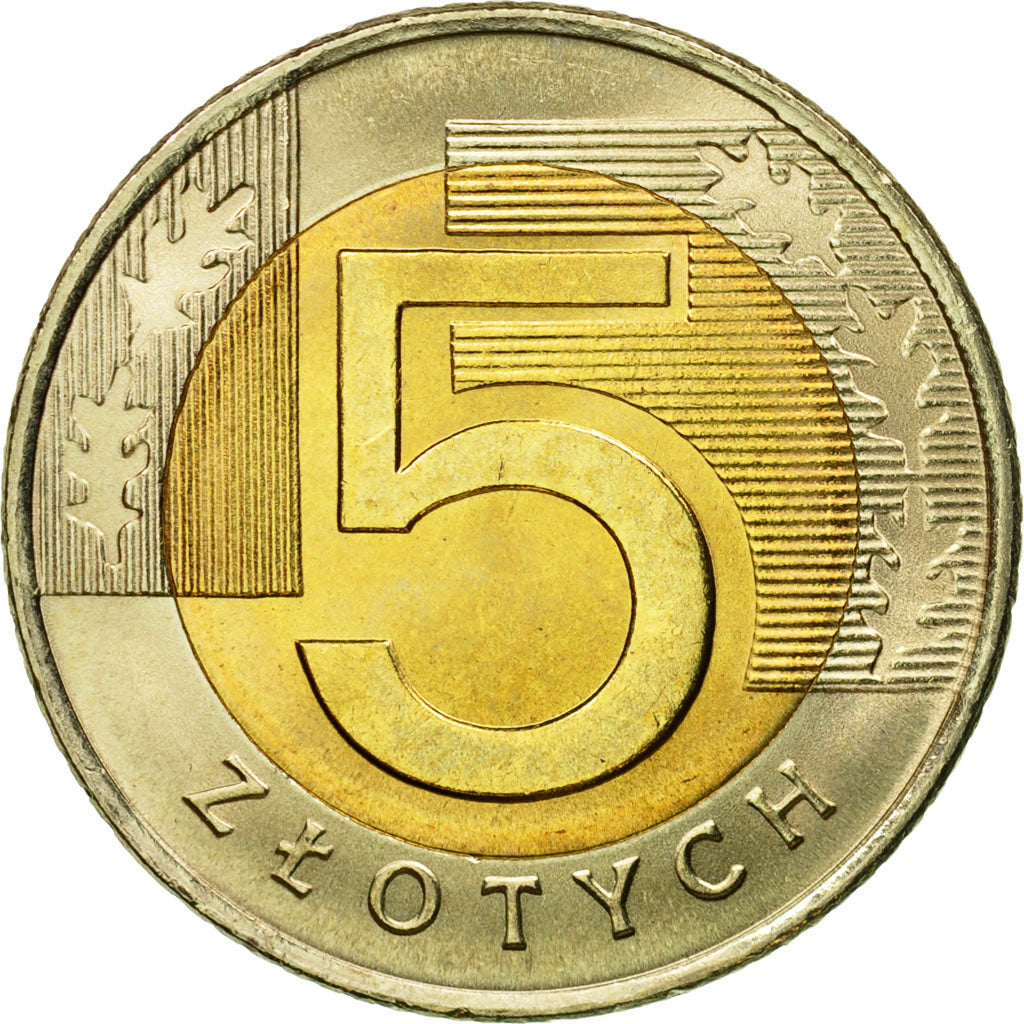 Coin, Poland, 5 Zlotych, 2008, Warsaw, MS(65-70), Bi-Metallic, KM:284