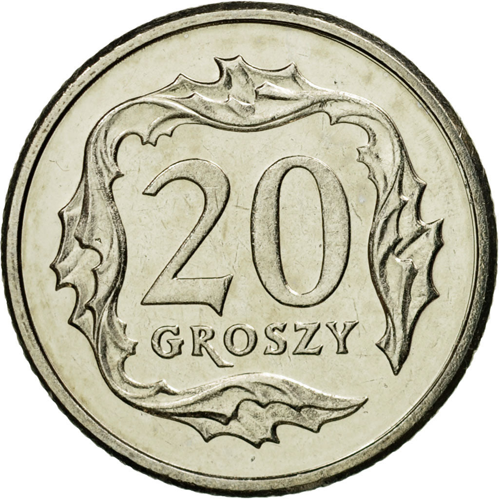 Coin, Poland, 20 Groszy, 2008, Warsaw, MS(65-70), Copper-nickel, KM:280