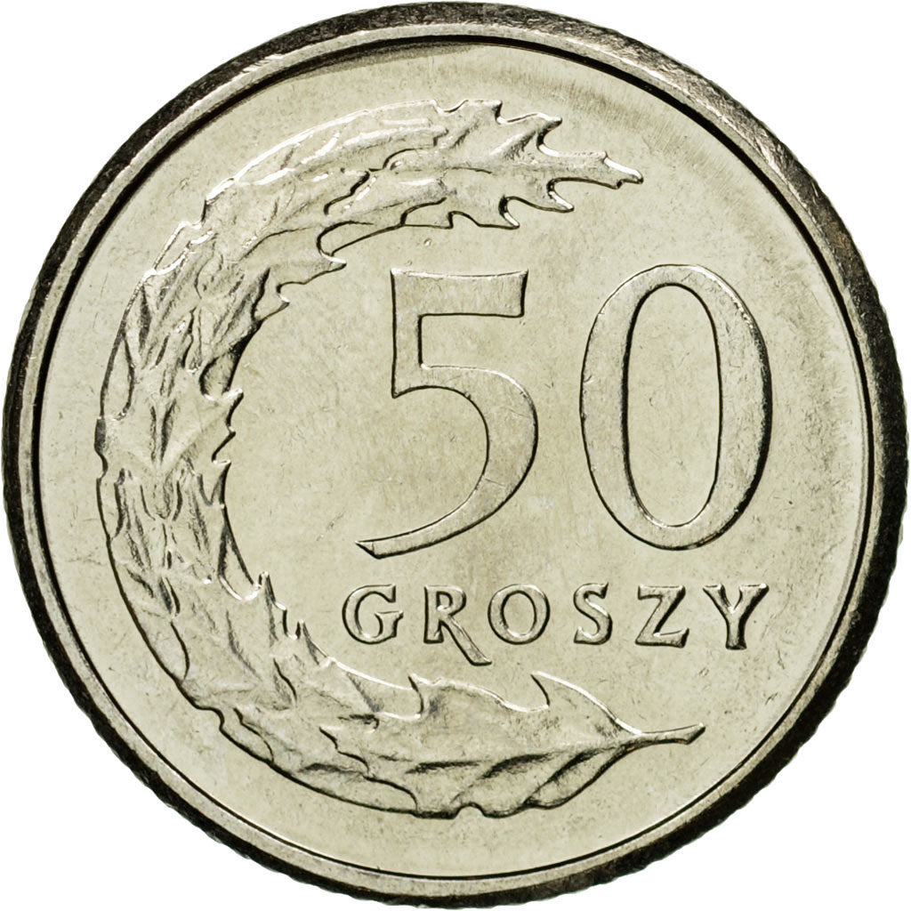 Coin, Poland, 50 Groszy, 2008, Warsaw, MS(65-70), Copper-nickel, KM:281