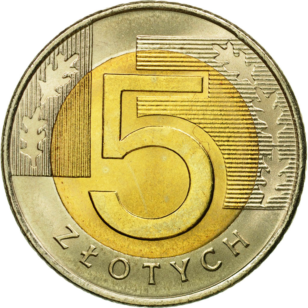 Coin, Poland, 5 Zlotych, 2008, Warsaw, MS(65-70), Bi-Metallic, KM:284