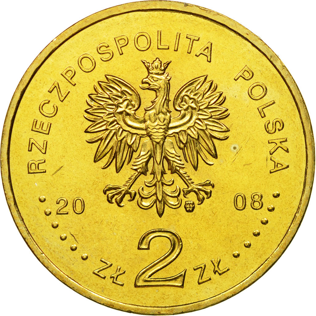 Coin, Poland, 2 Zlote, 2008, Warsaw, MS(65-70), Brass, KM:644
