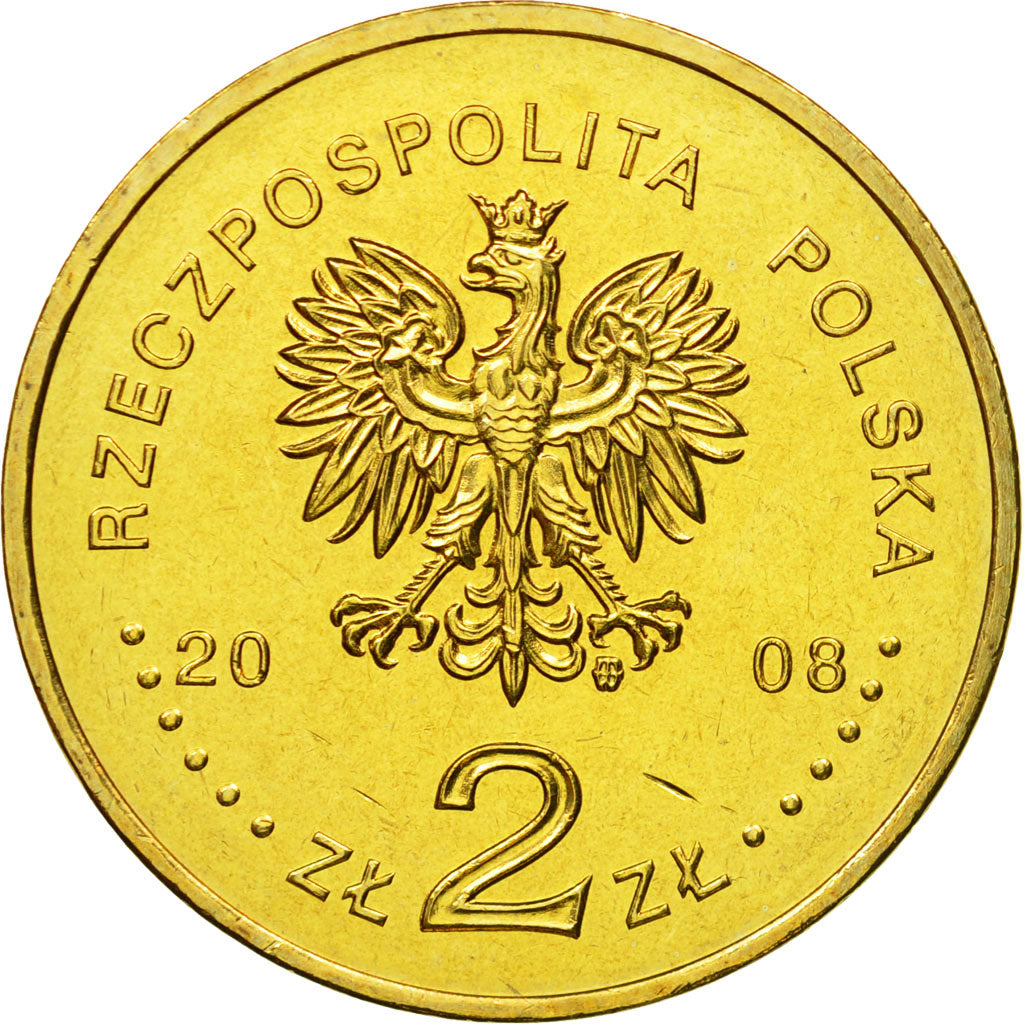 Coin, Poland, 2 Zlote, 2008, Warsaw, MS(65-70), Brass, KM:644