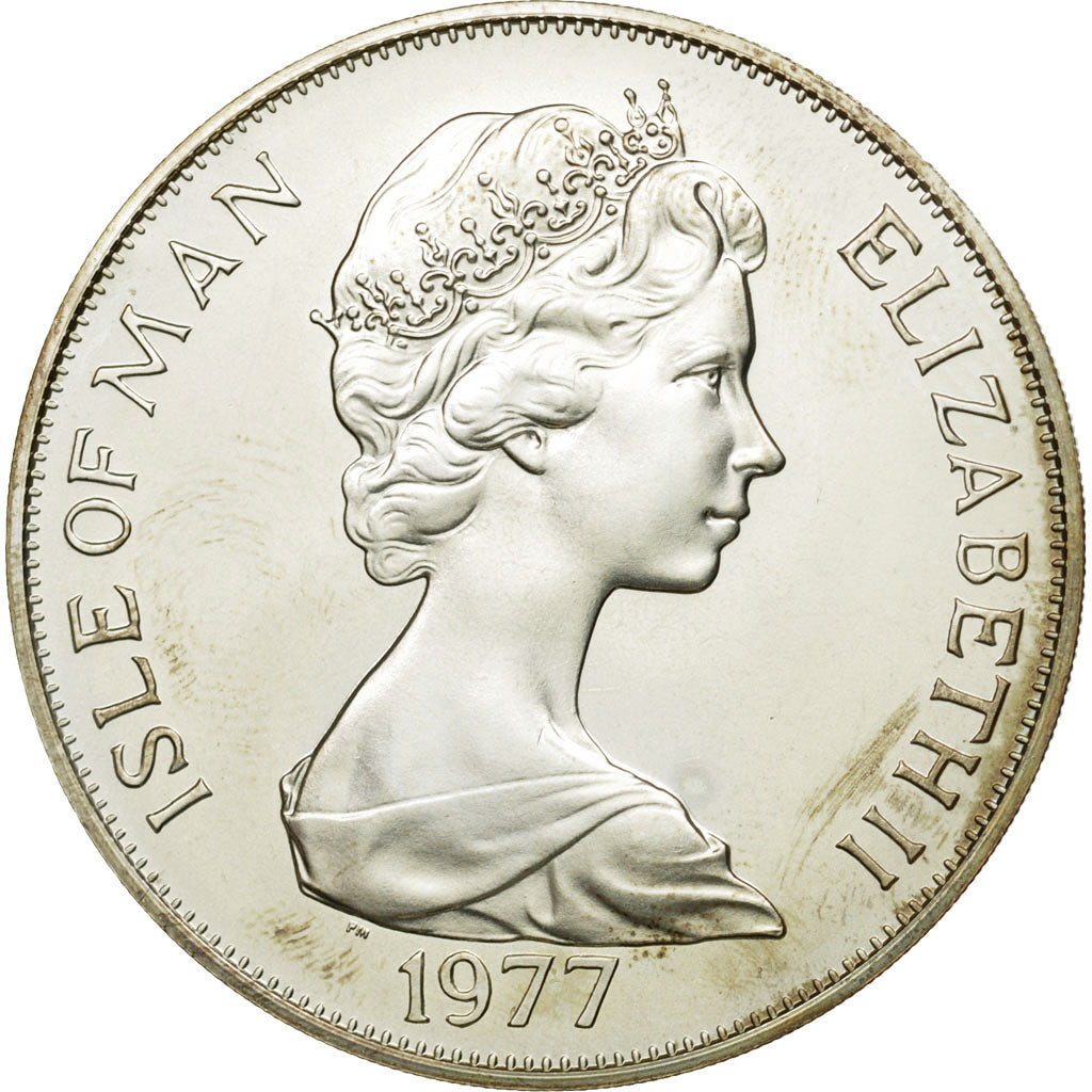 Coin, Isle of Man, Elizabeth II, Crown, 1977, Pobjoy Mint, MS(65-70), Silver