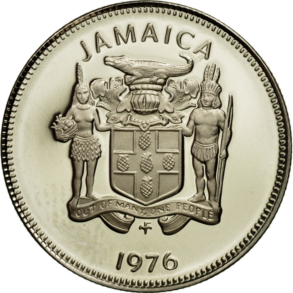 Coin, Jamaica, Elizabeth II, 5 Cents, 1976, Franklin Mint, USA, MS(65-70)