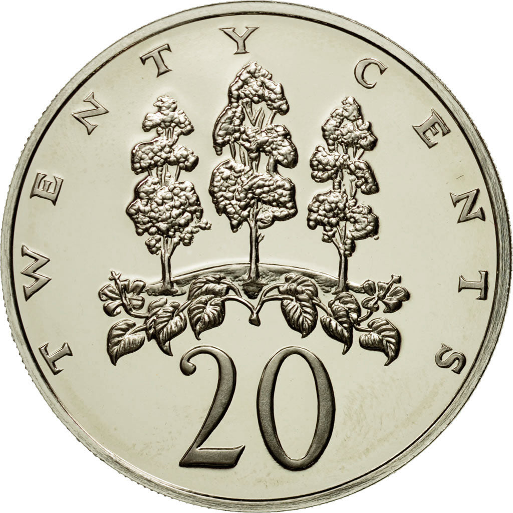 Moneta, Giamaica, Elizabeth II, 20 Cents, 1976, Franklin Mint, USA, FDC