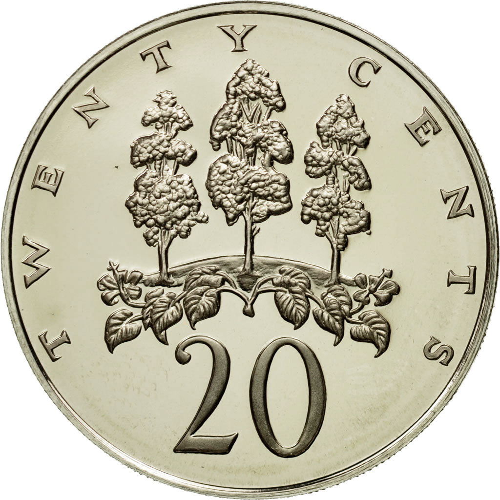 Moneta, Jamaica, Elizabeth II, 20 Cents, 1976, Franklin Mint, USA, MS(65-70)
