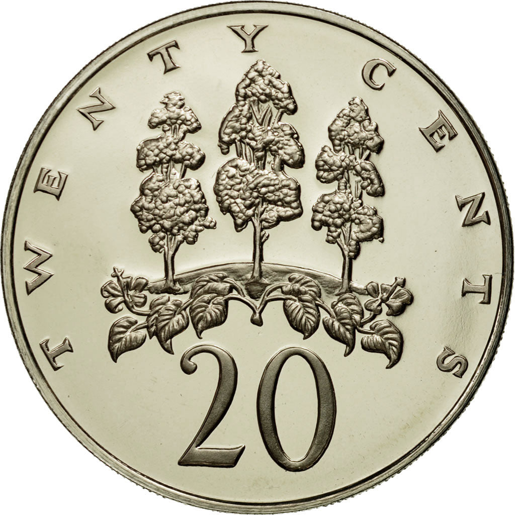 Moneta, Jamaica, Elizabeth II, 20 Cents, 1976, Franklin Mint, USA, MS(65-70)