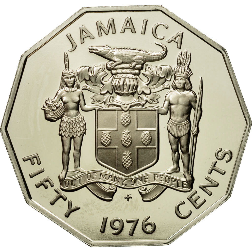 Coin, Jamaica, Elizabeth II, 50 Cents, 1976, Franklin Mint, USA, MS(65-70)
