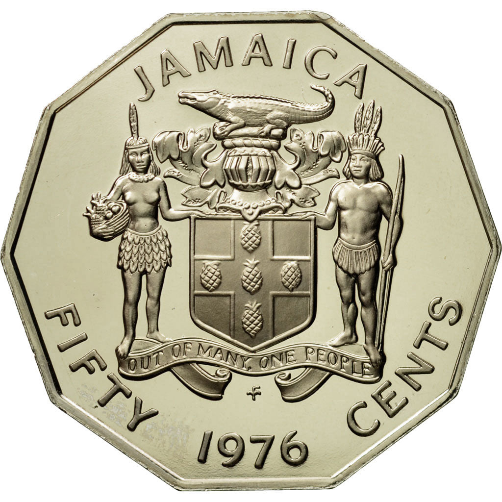 Coin, Jamaica, Elizabeth II, 50 Cents, 1976, Franklin Mint, USA, MS(65-70)