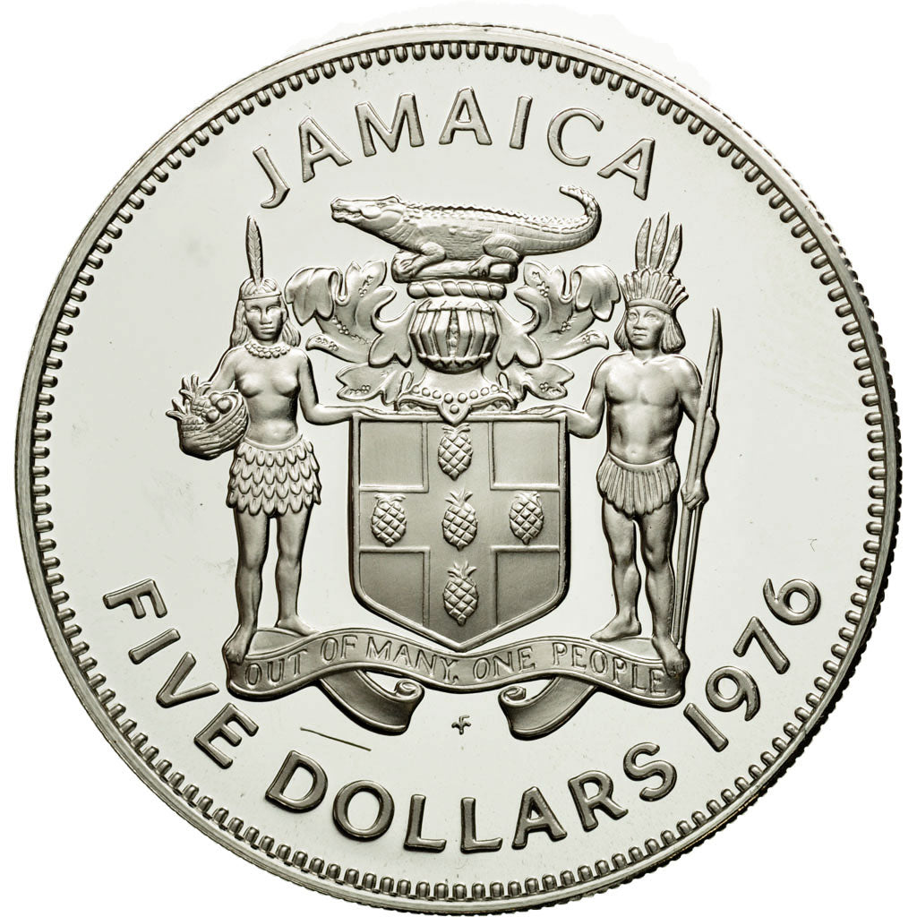 Coin, Jamaica, Elizabeth II, 5 Dollars, 1976, Franklin Mint, USA, MS(65-70)