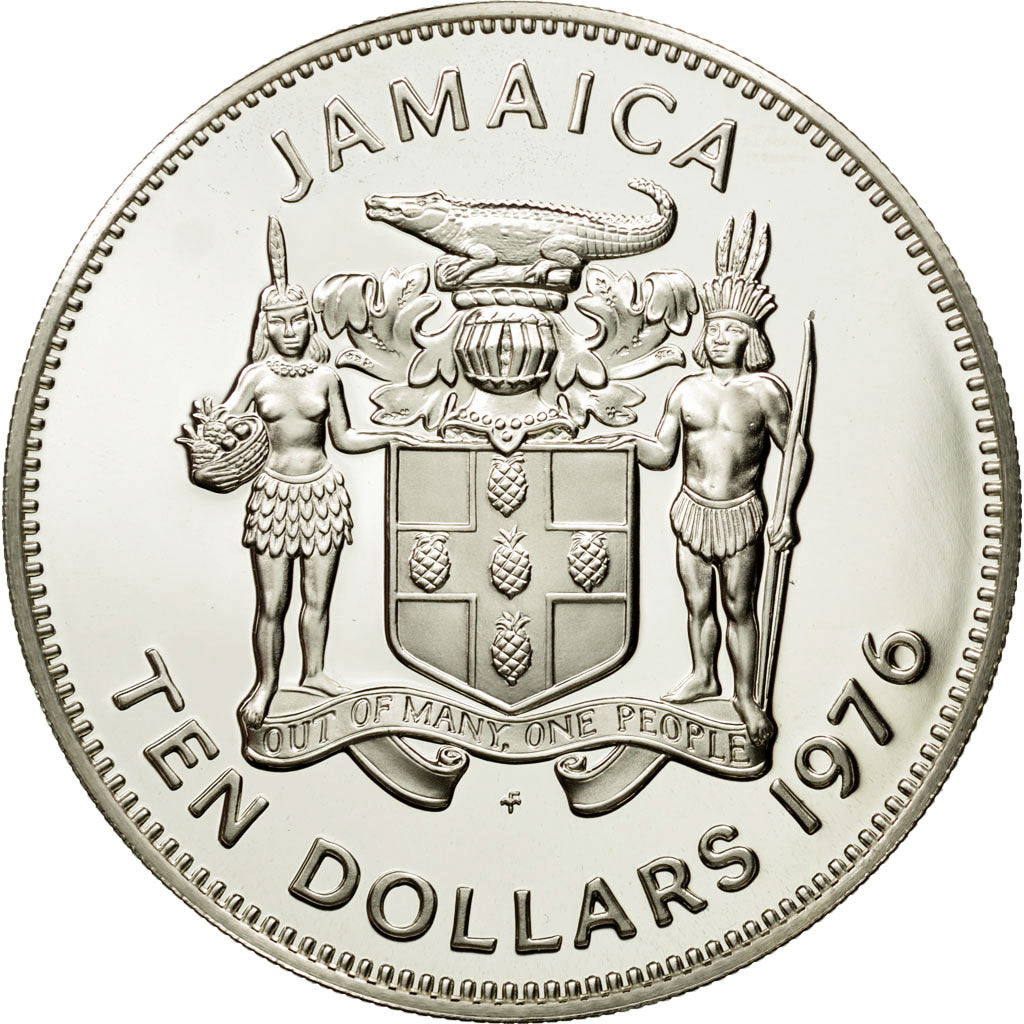 Coin, Jamaica, Elizabeth II, 10 Dollars, 1976, Franklin Mint, USA, MS(65-70)