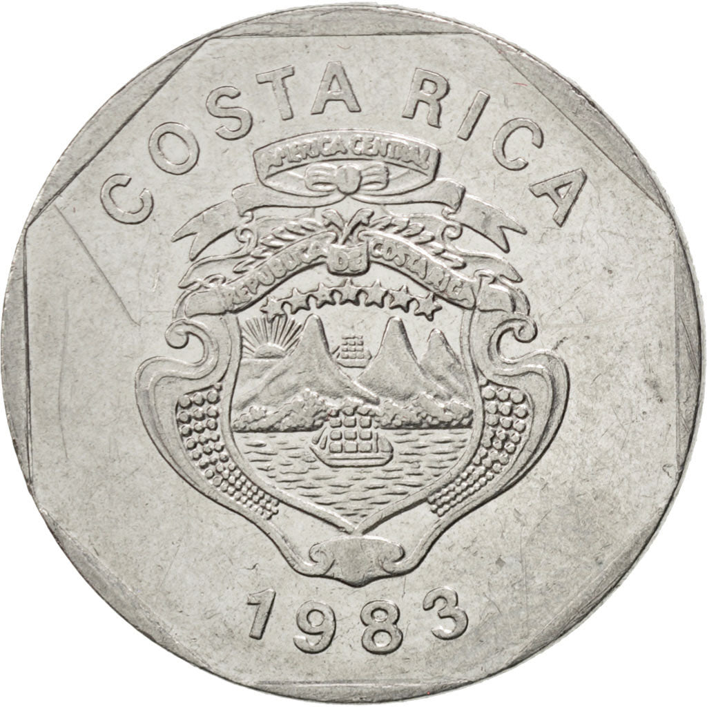Costa Rica, 10 Colones, 1983, BB+, Acciaio inossidabile, KM:215.1