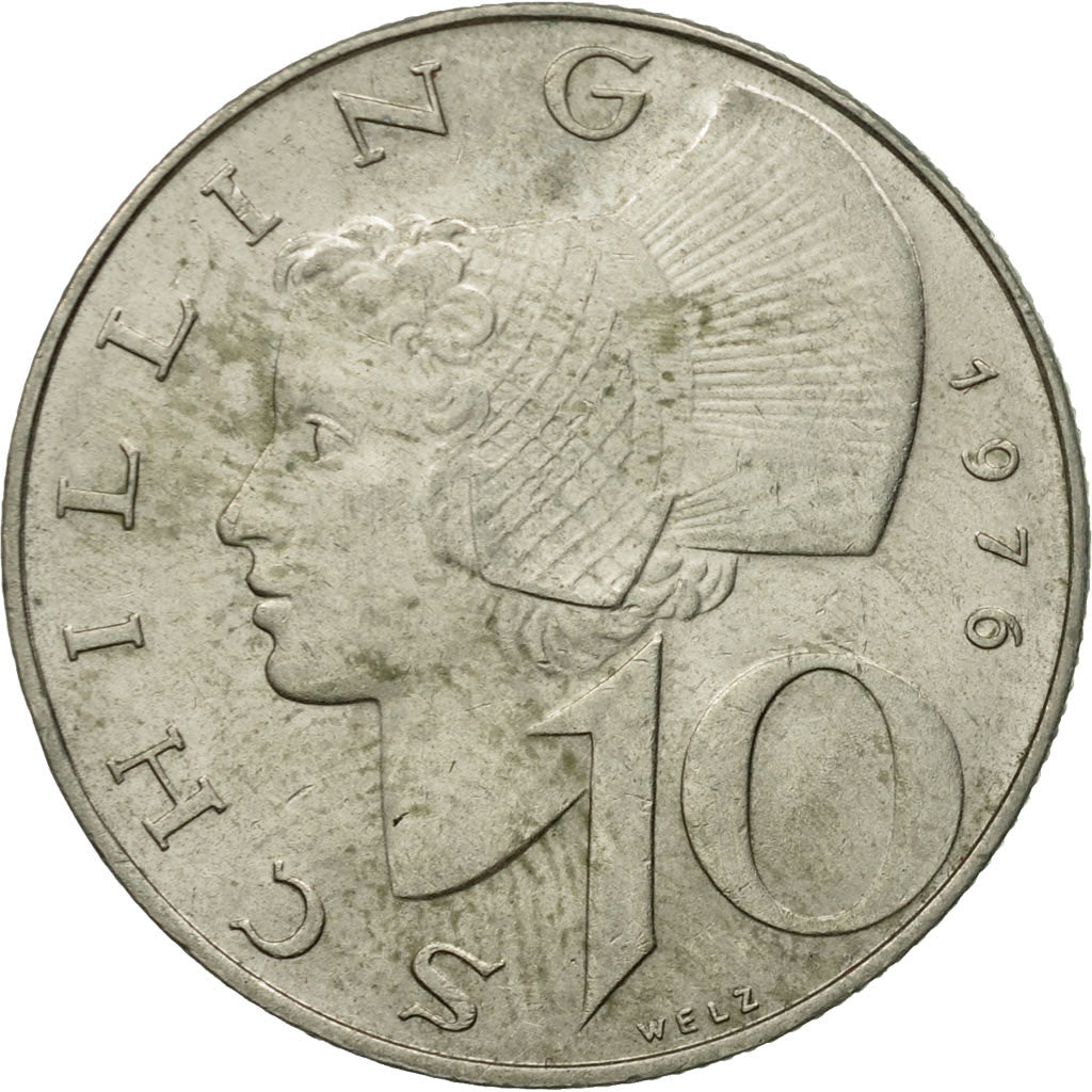 Coin, Austria, 10 Schilling, 1976, AU(50-53), Copper-Nickel Plated Nickel