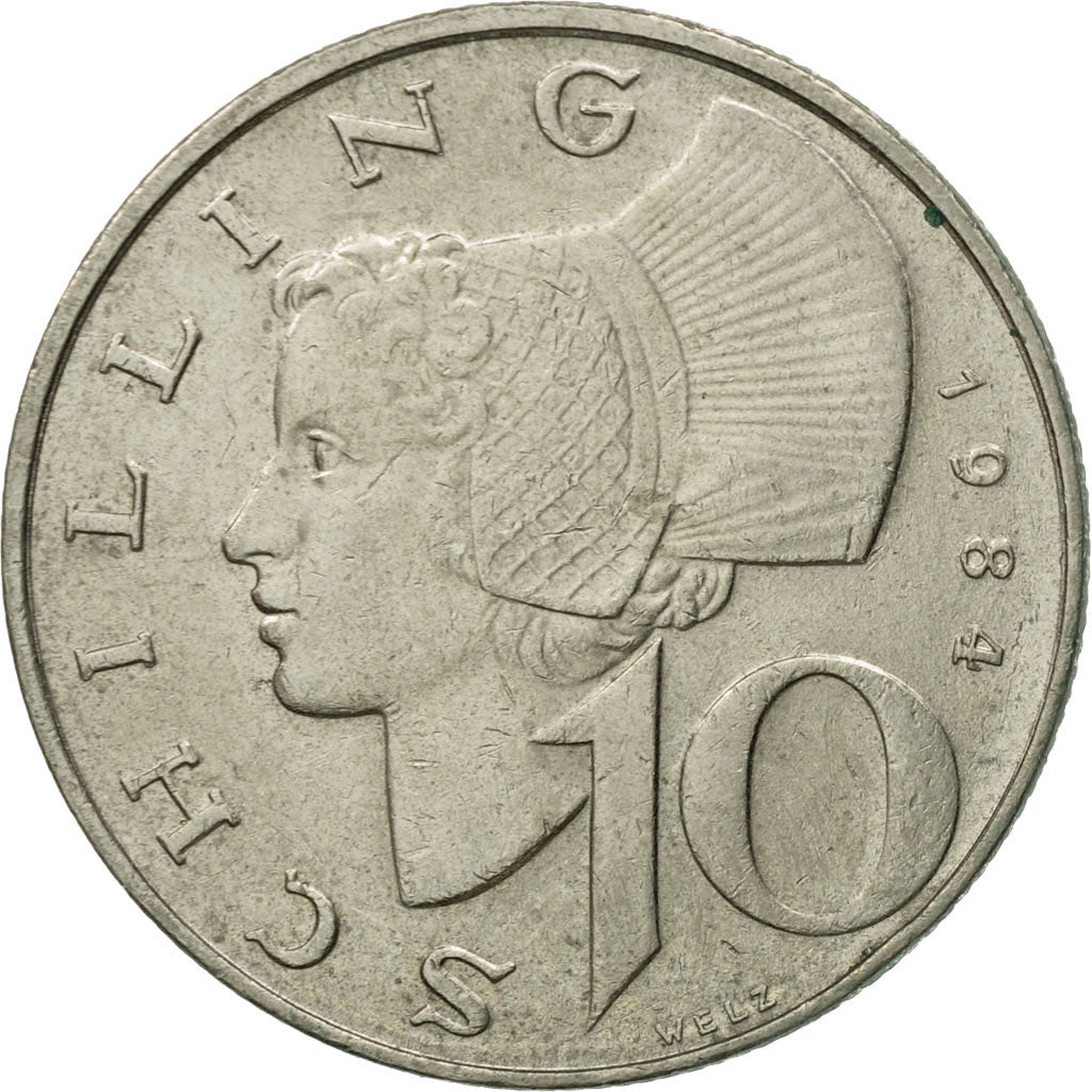 Coin, Austria, 10 Schilling, 1984, AU(50-53), Copper-Nickel Plated Nickel