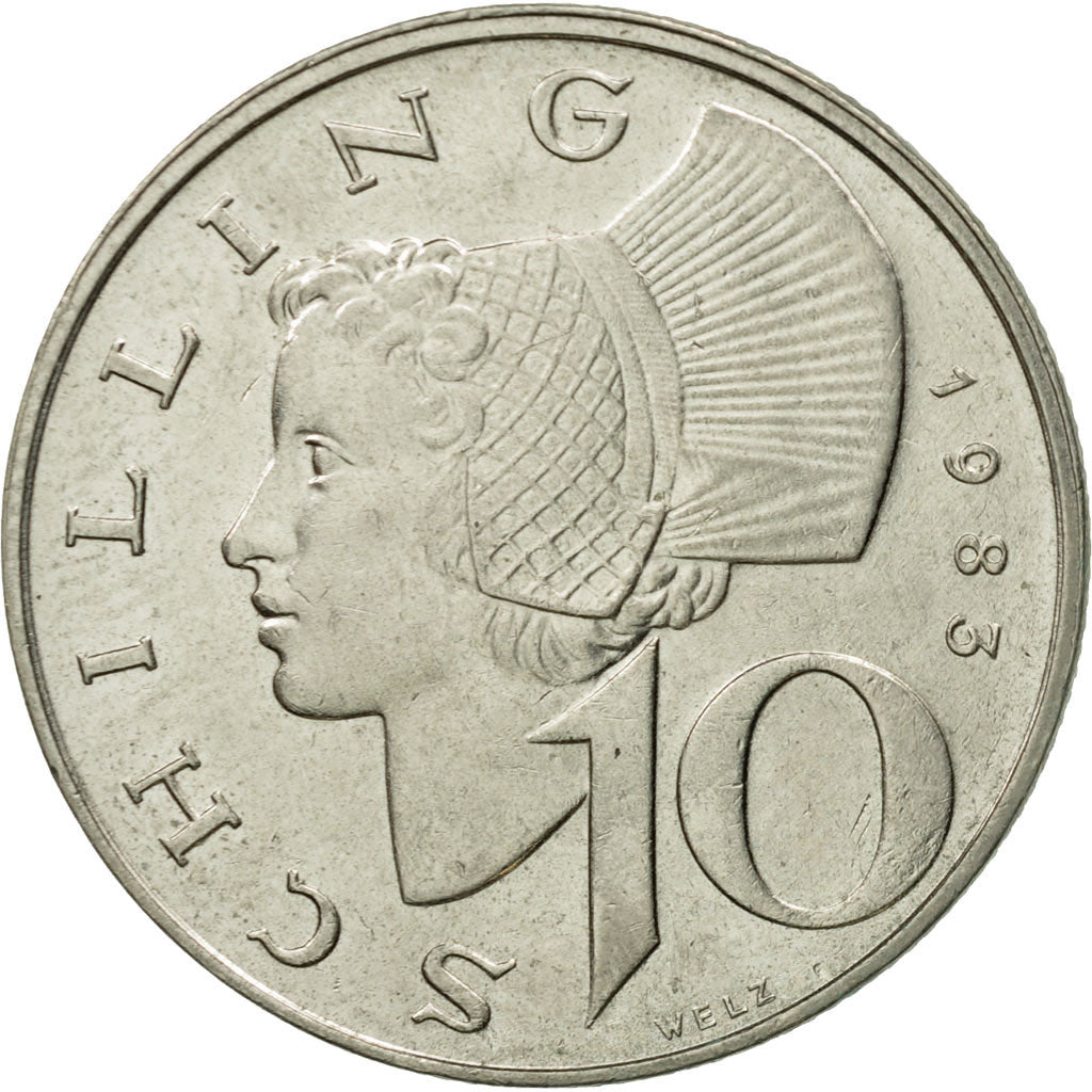 Coin, Austria, 10 Schilling, 1983, AU(55-58), Copper-Nickel Plated Nickel