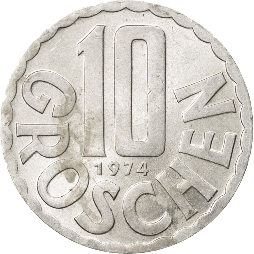 Moneta, Austria, 10 Groschen, 1974, Vienna, BB, Alluminio, KM:2878