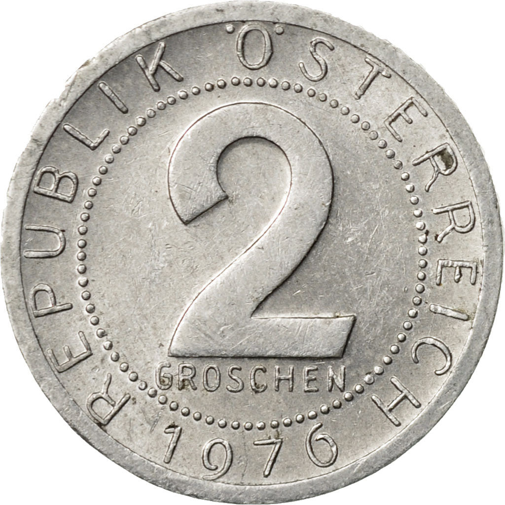 Coin, Austria, 2 Groschen, 1976, AU(50-53), Aluminum, KM:2876