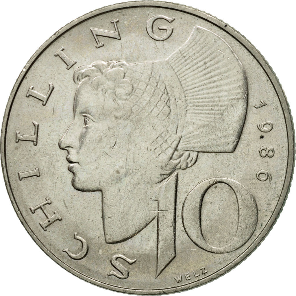 Moneta, Austria, 10 Schilling, 1986, BB+, Nichel placcato rame-nichel, KM:2918