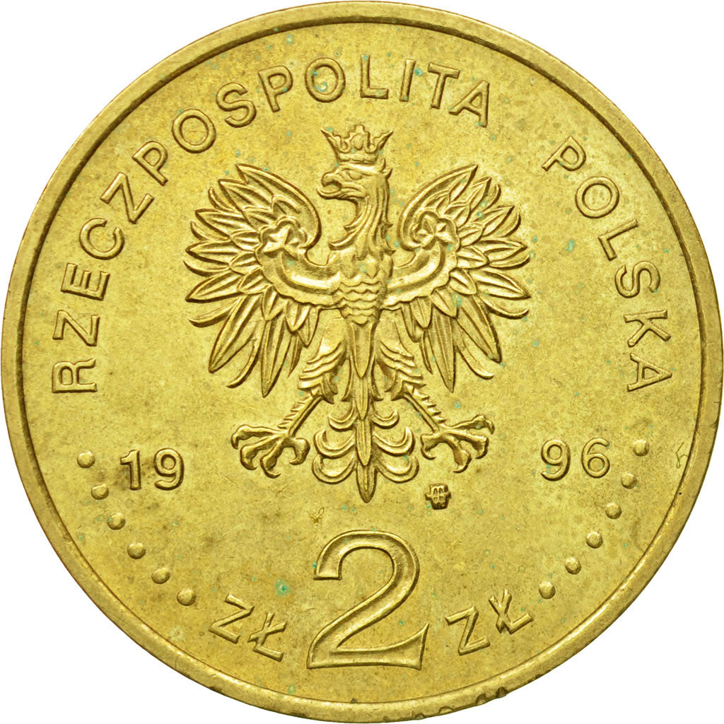 Coin, Poland, 2 Zlote, 1996, Warsaw, AU(55-58), Brass, KM:306