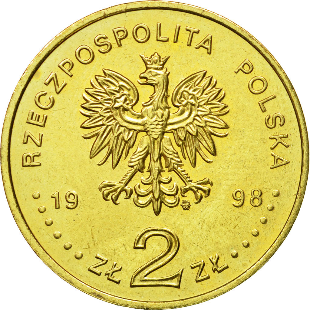 Coin, Poland, 2 Zlote, 1998, Warsaw, MS(64), Brass, KM:335