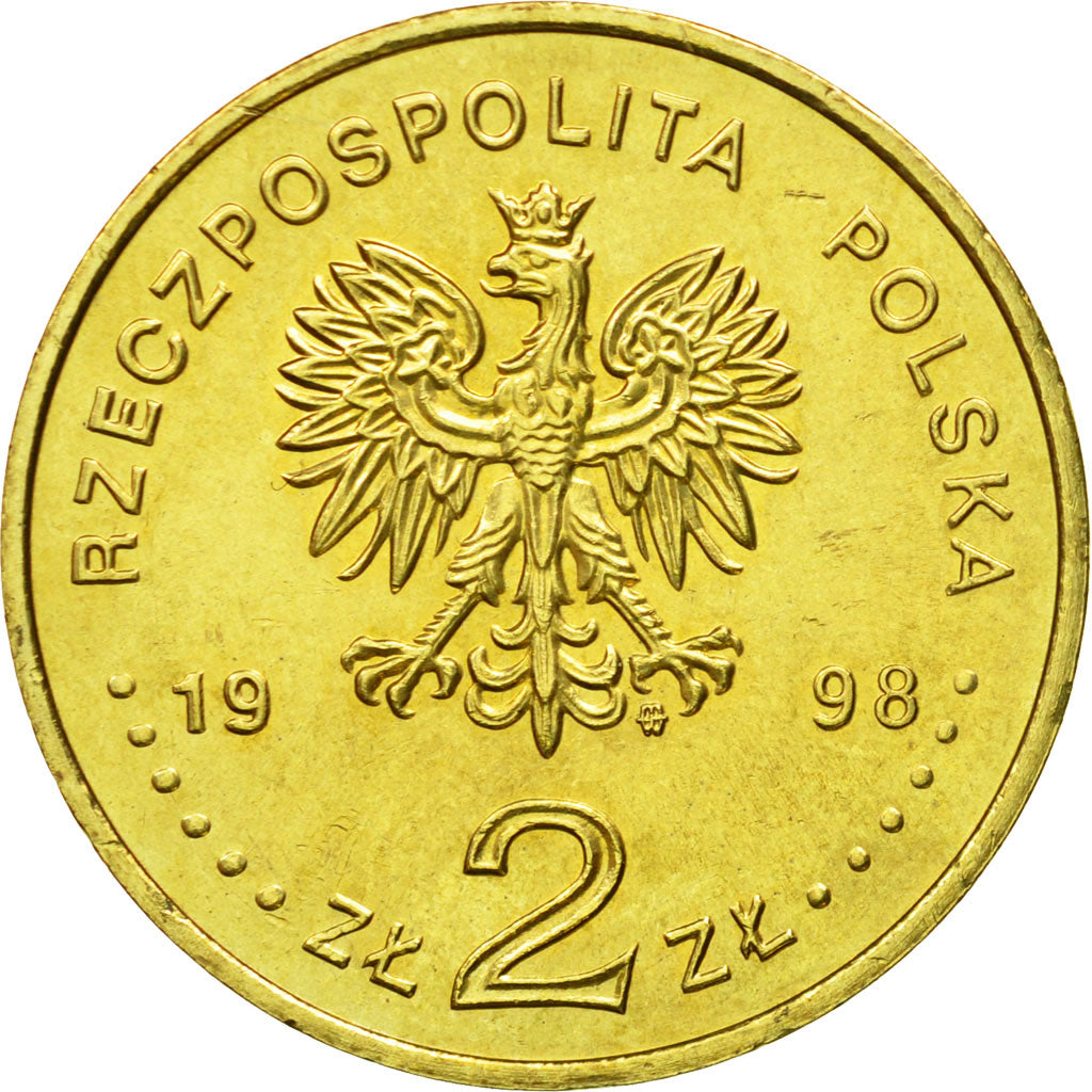 Coin, Poland, 2 Zlote, 1998, Warsaw, MS(64), Brass, KM:336