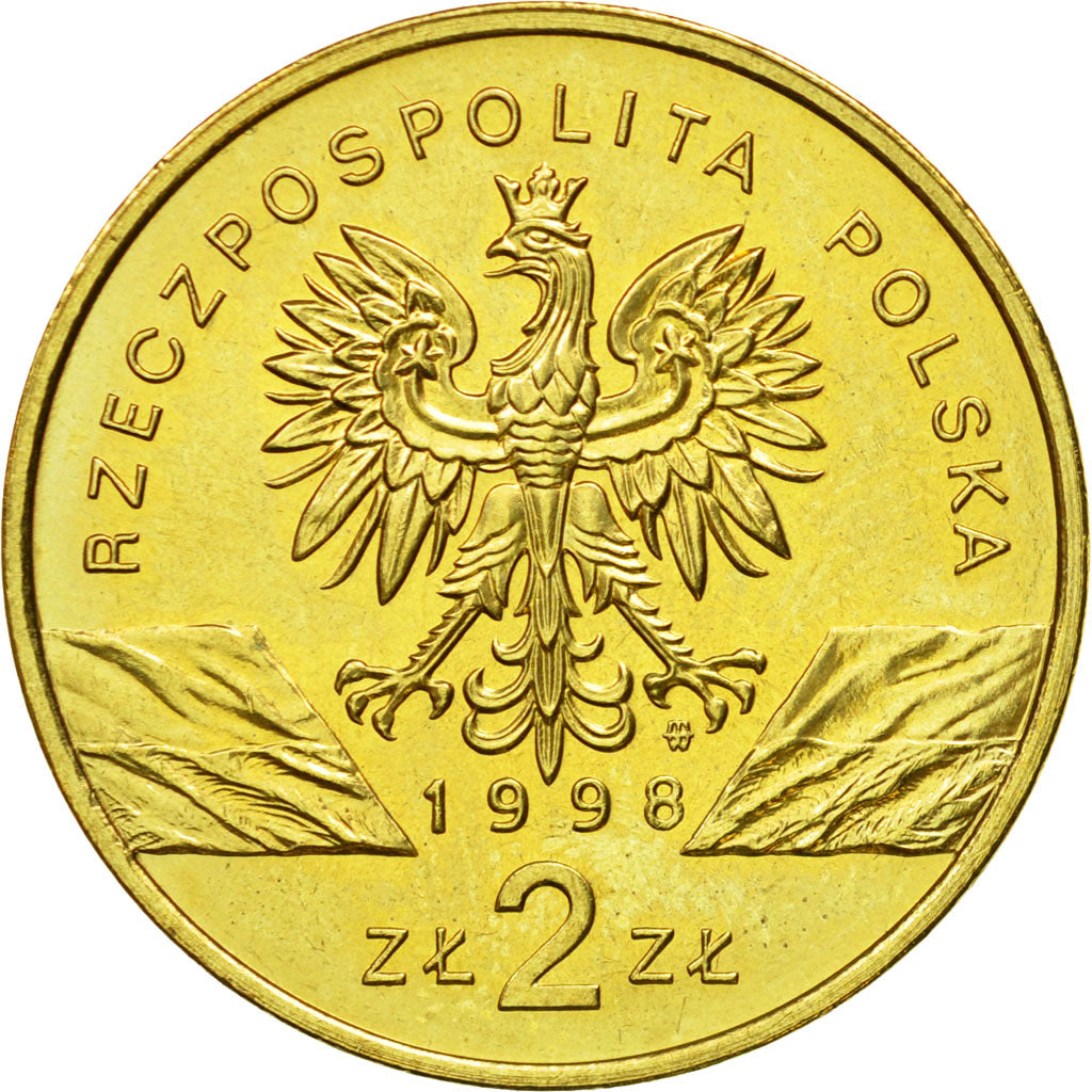 Coin, Poland, 2 Zlote, 1998, Warsaw, MS(64), Brass, KM:340