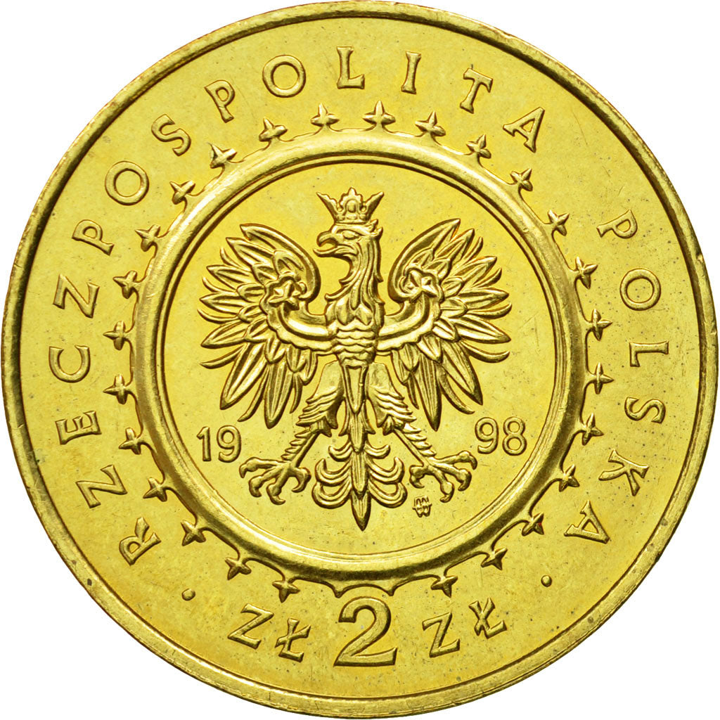 Coin, Poland, 2 Zlote, 1998, Warsaw, MS(64), Brass, KM:347