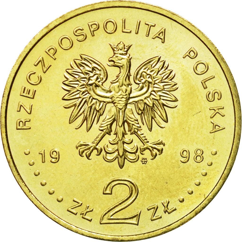 Coin, Poland, 2 Zlote, 1998, Warsaw, MS(64), Brass, KM:352