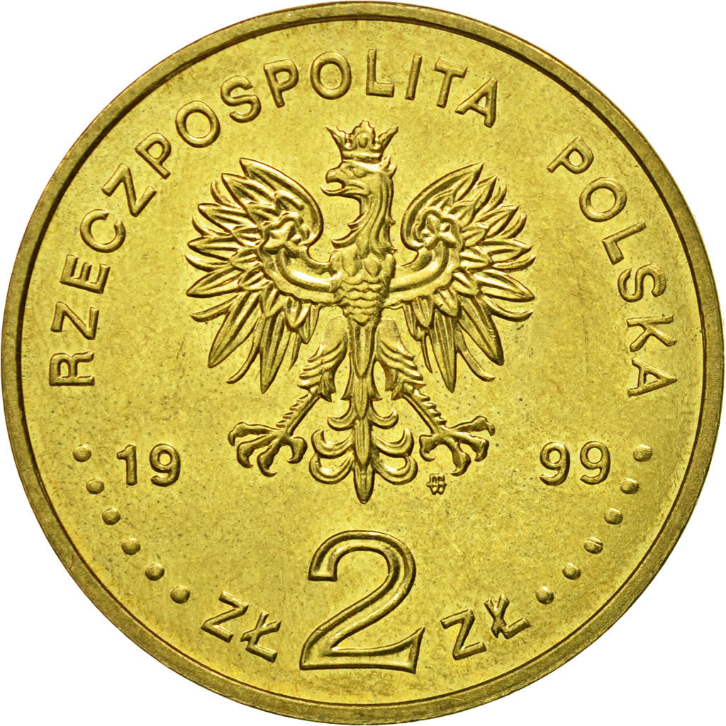 Coin, Poland, 2 Zlote, 1999, Warsaw, MS(64), Brass, KM:368