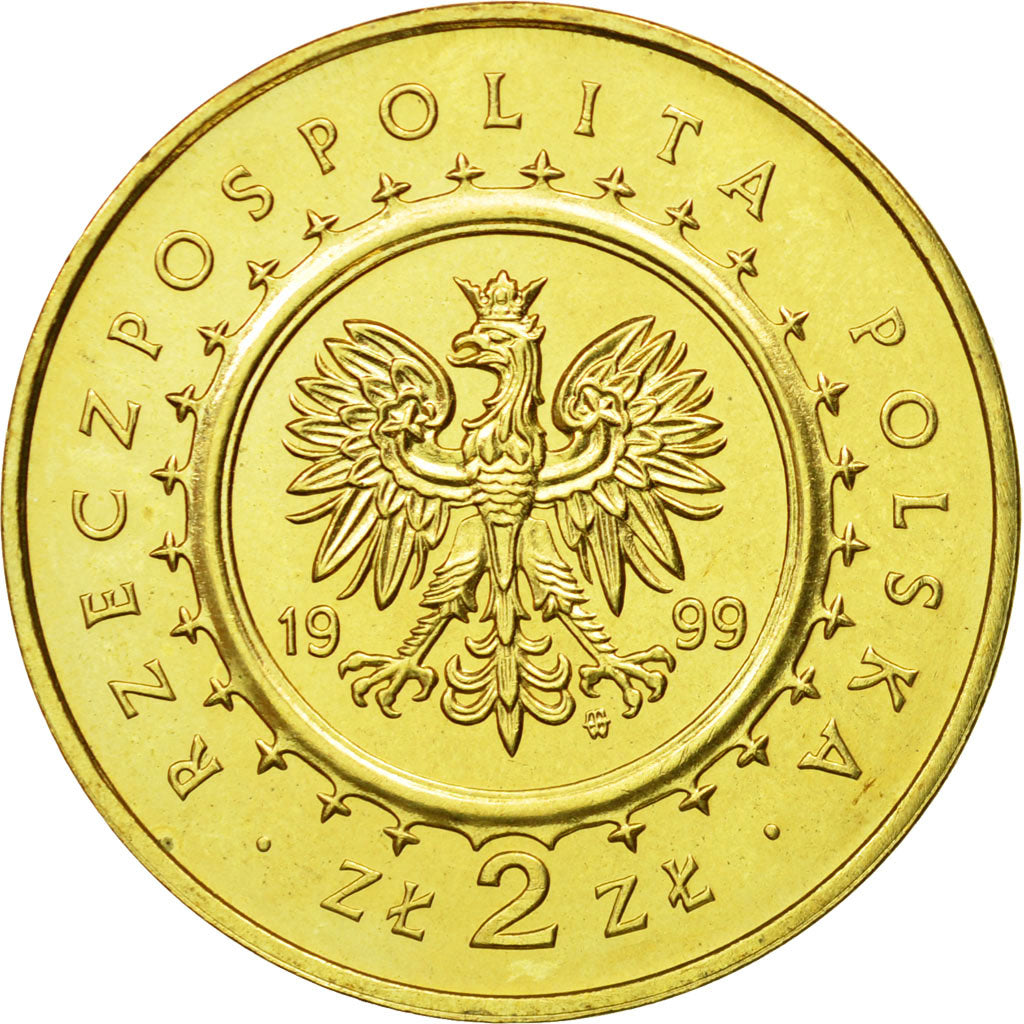 Coin, Poland, 2 Zlote, 1999, Warsaw, MS(64), Brass, KM:372