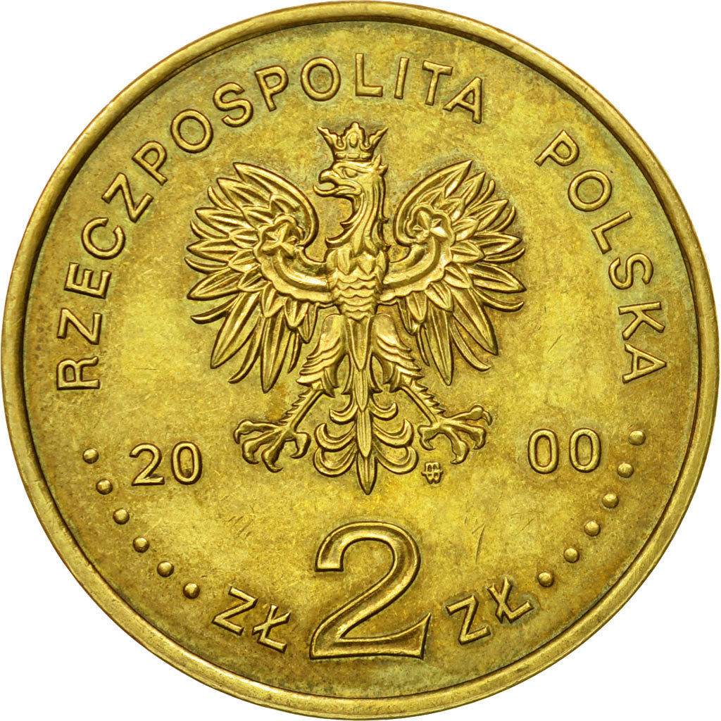 Coin, Poland, 2 Zlote, 2000, Warsaw, EF(40-45), Brass, KM:376