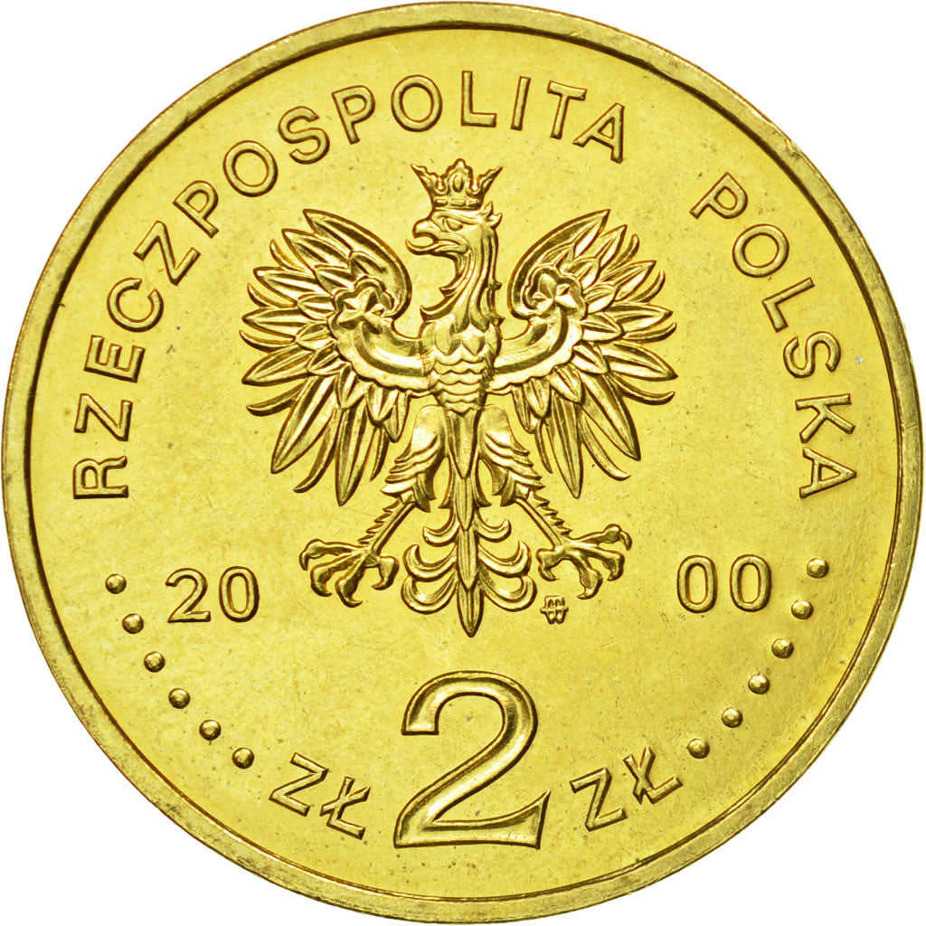 Coin, Poland, 2 Zlote, 2000, Warsaw, MS(64), Brass, KM:377