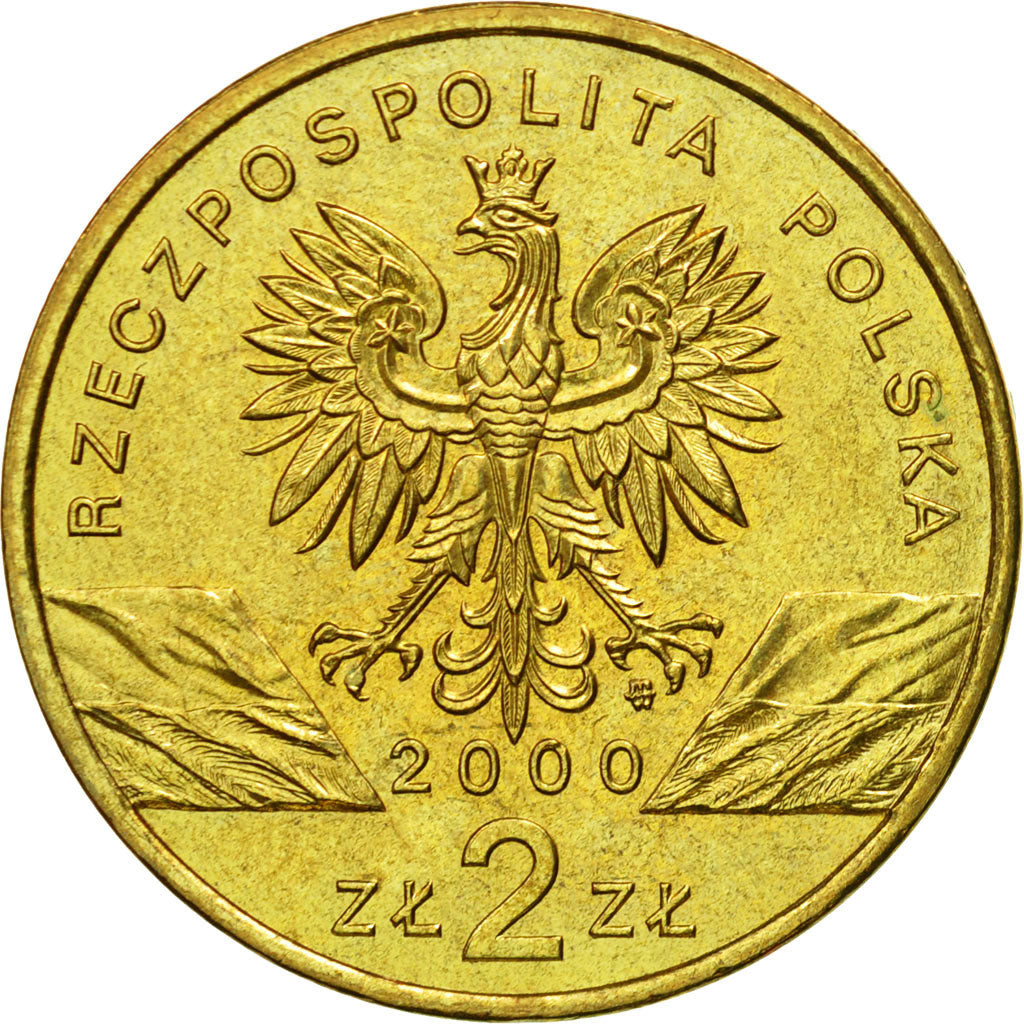 Coin, Poland, 2 Zlote, 2000, Warsaw, MS(64), Brass, KM:388