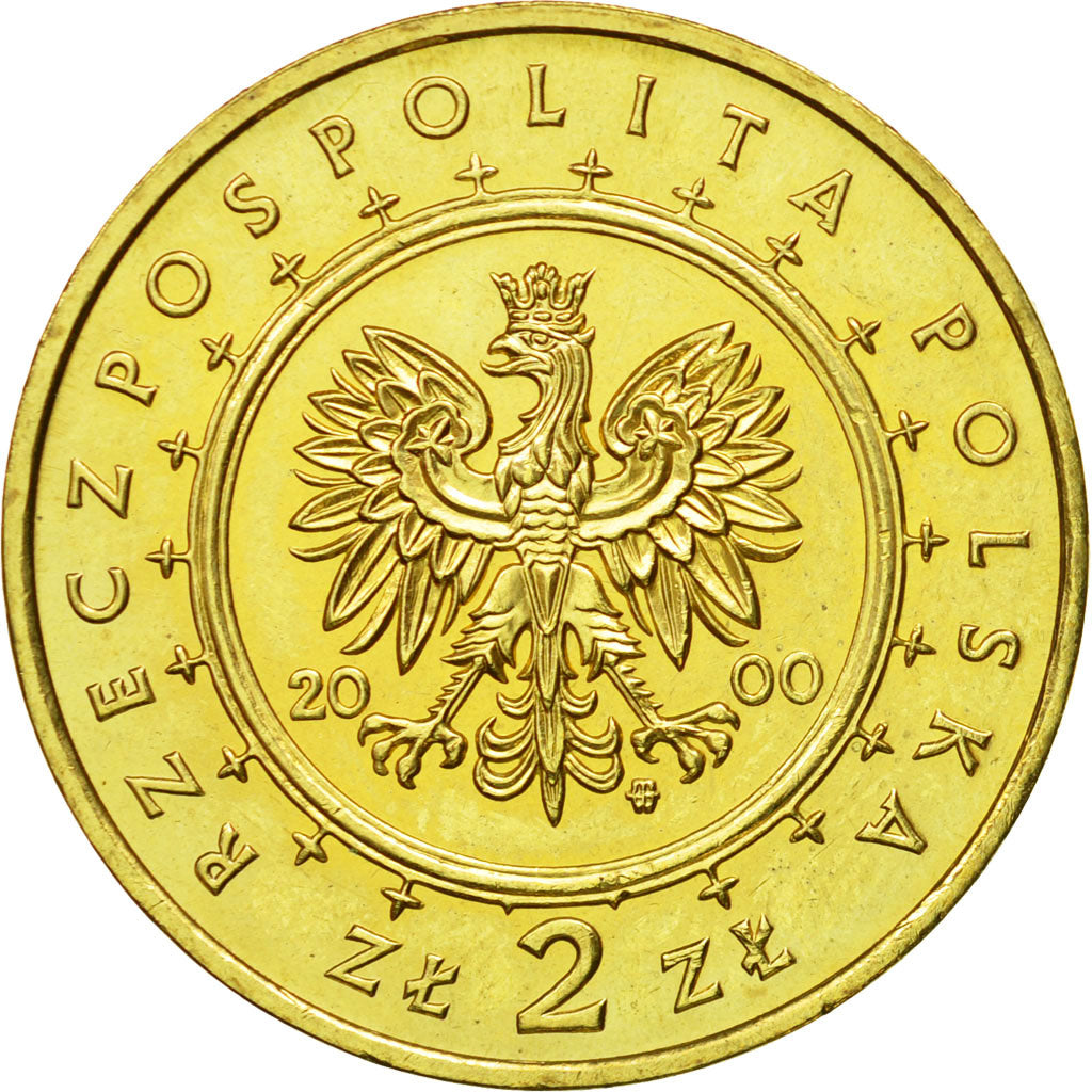 Coin, Poland, 2 Zlote, 2000, Warsaw, MS(64), Brass, KM:390