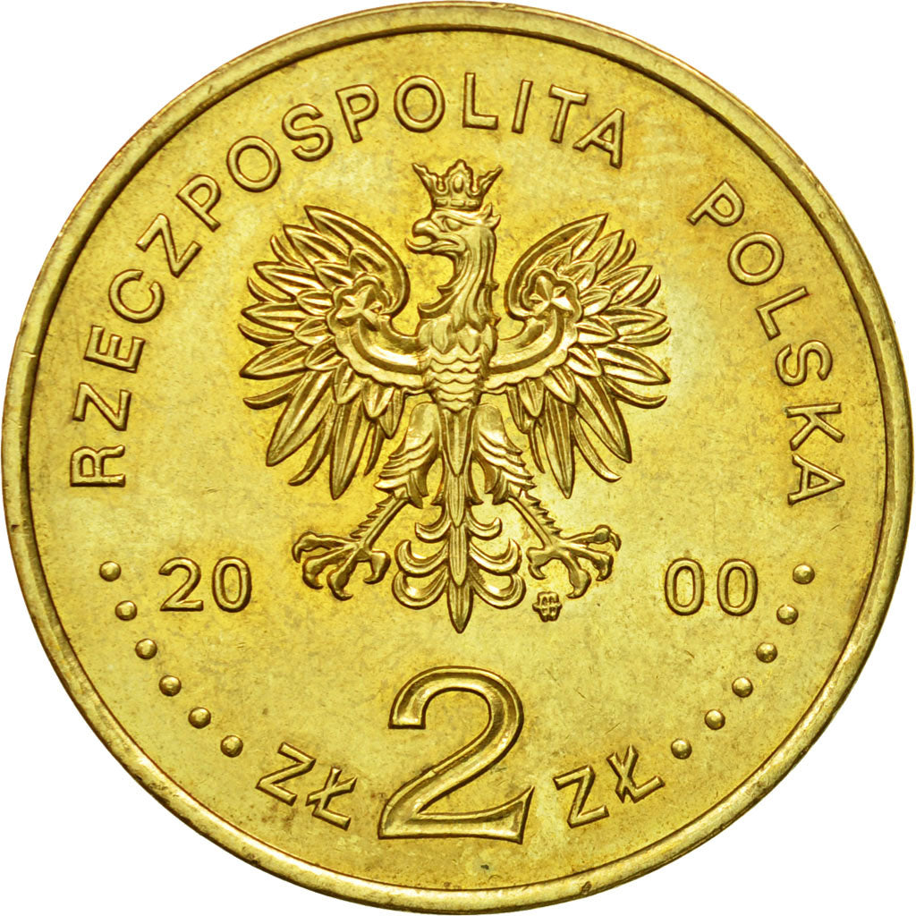Coin, Poland, 2 Zlote, 2000, Warsaw, EF(40-45), Brass, KM:394