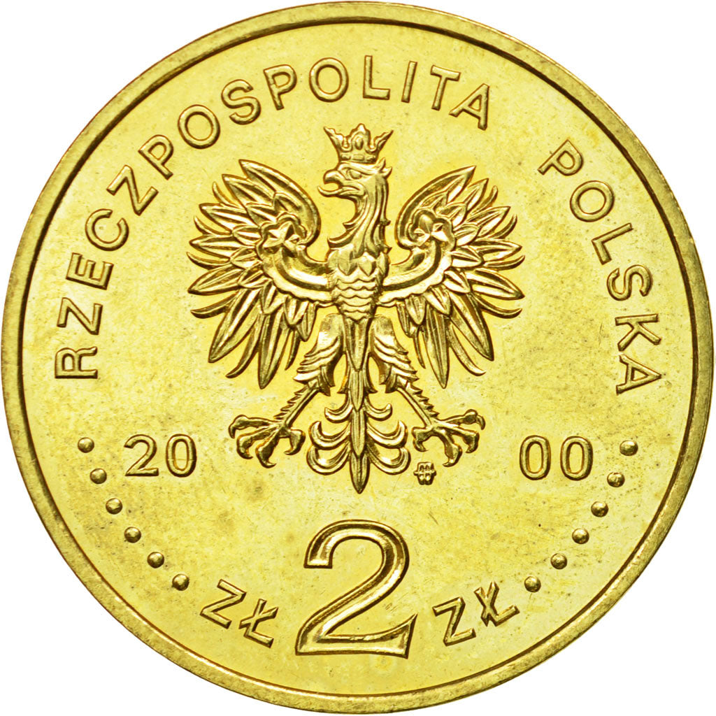 Coin, Poland, 2 Zlote, 2000, Warsaw, MS(64), Brass, KM:398