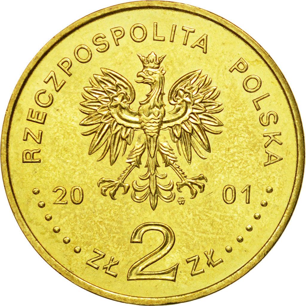 Coin, Poland, 2 Zlote, 2001, Warsaw, MS(63), Brass, KM:421