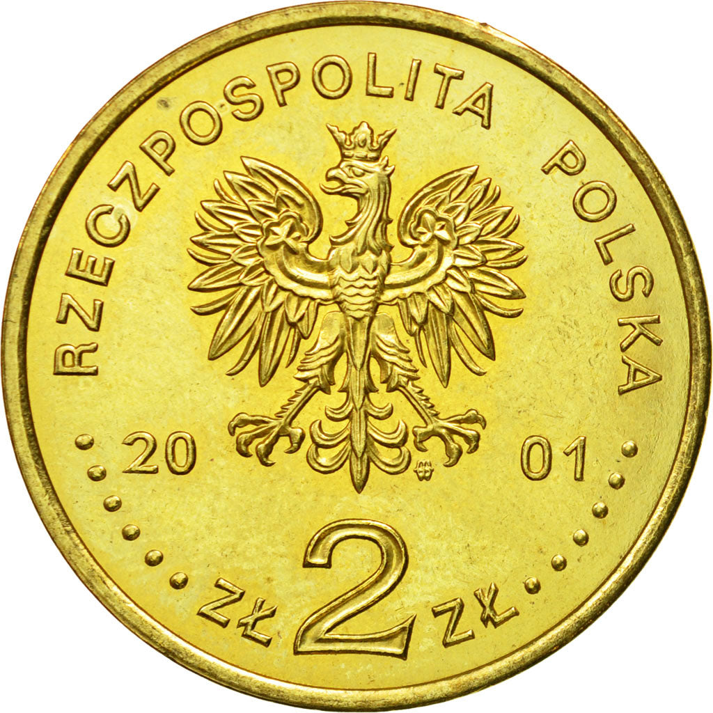 Coin, Poland, 2 Zlote, 2001, Warsaw, MS(64), Brass, KM:422