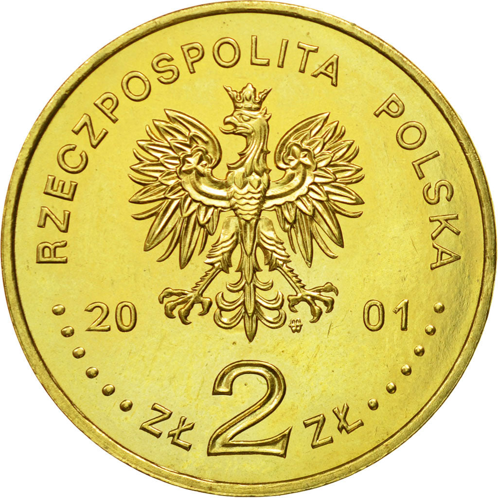 Coin, Poland, 2 Zlote, 2001, Warsaw, MS(64), Brass, KM:408