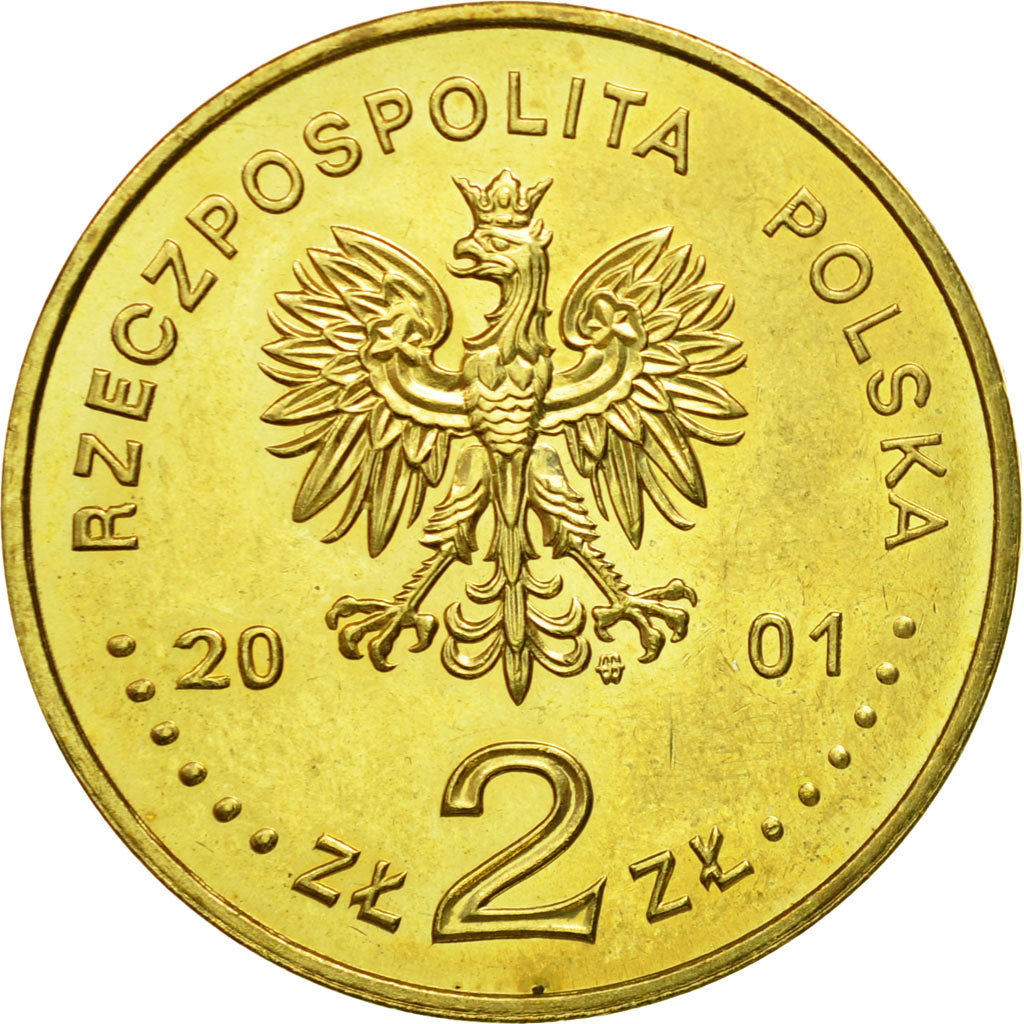 Coin, Poland, 2 Zlote, 2001, Warsaw, MS(64), Brass, KM:410