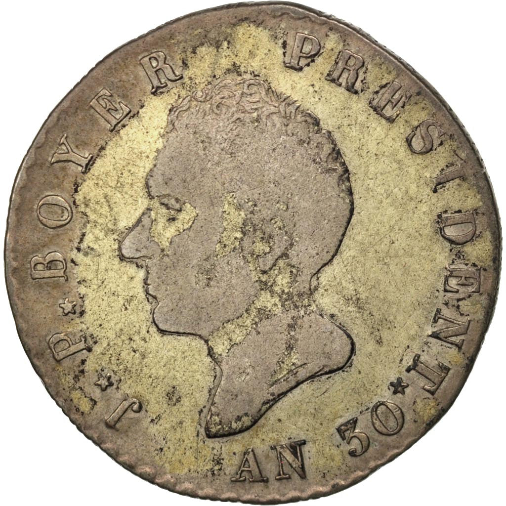 HAITI, 100 Centimes, 1833, KM #A23, VF(20-25), Silver, 10.22