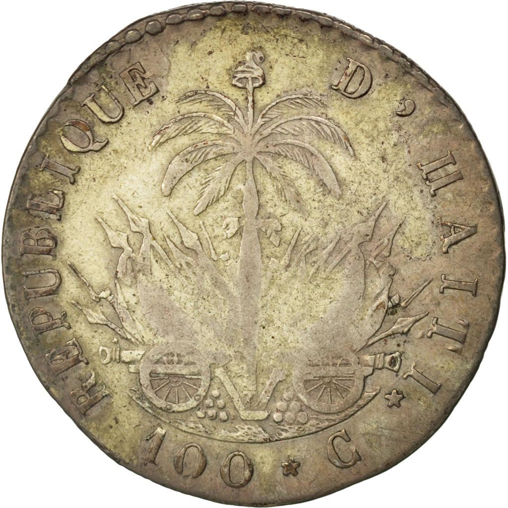 HAITI, 100 Centimes, 1833, KM #A23, VF(20-25), Silver, 10.22