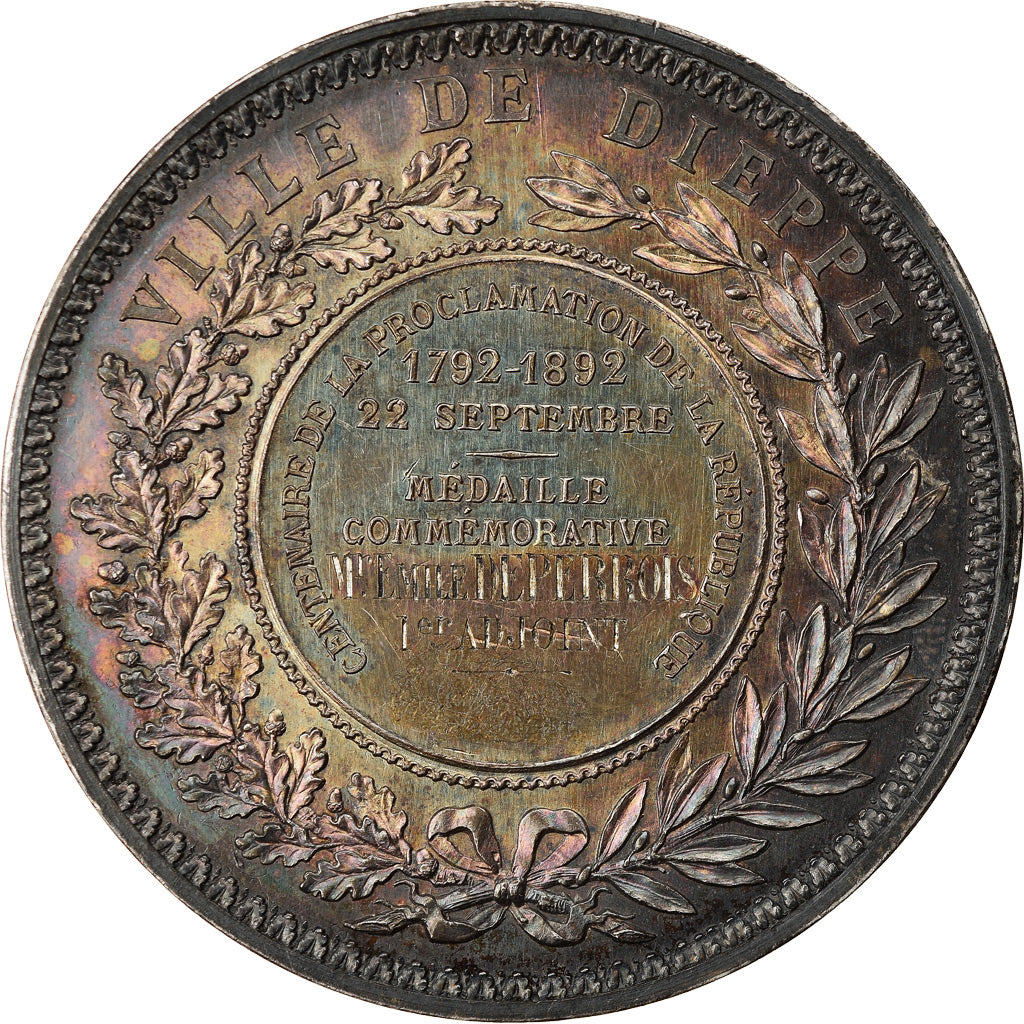 France, Medal, Centenaire de la Proclamation de la République, Dieppe, 1892