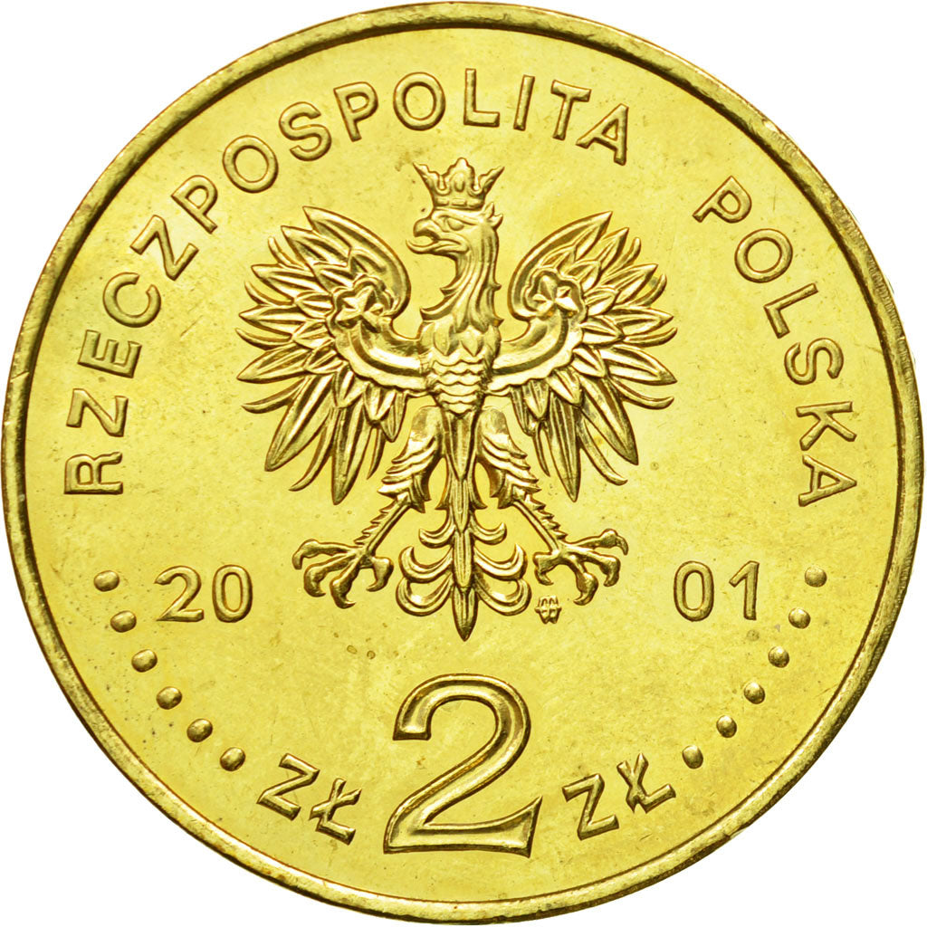 Coin, Poland, 2 Zlote, 2001, Warsaw, MS(64), Brass, KM:412