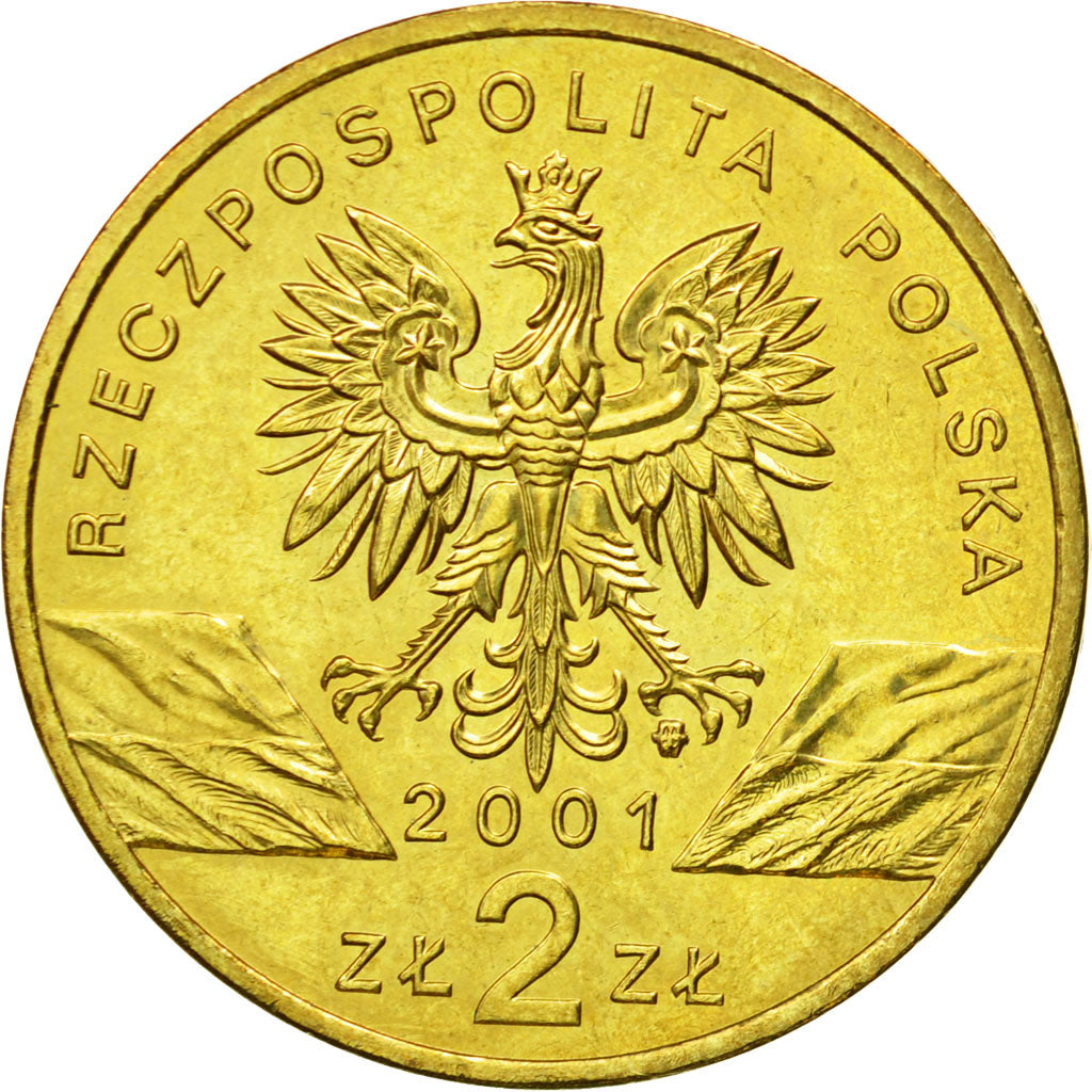 Coin, Poland, 2 Zlote, 2001, Warsaw, MS(64), Brass, KM:414