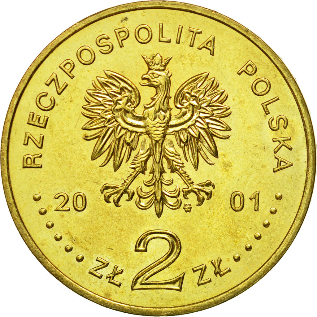 Coin, Poland, 2 Zlote, 2001, Warsaw, MS(60-62), Brass, KM:418