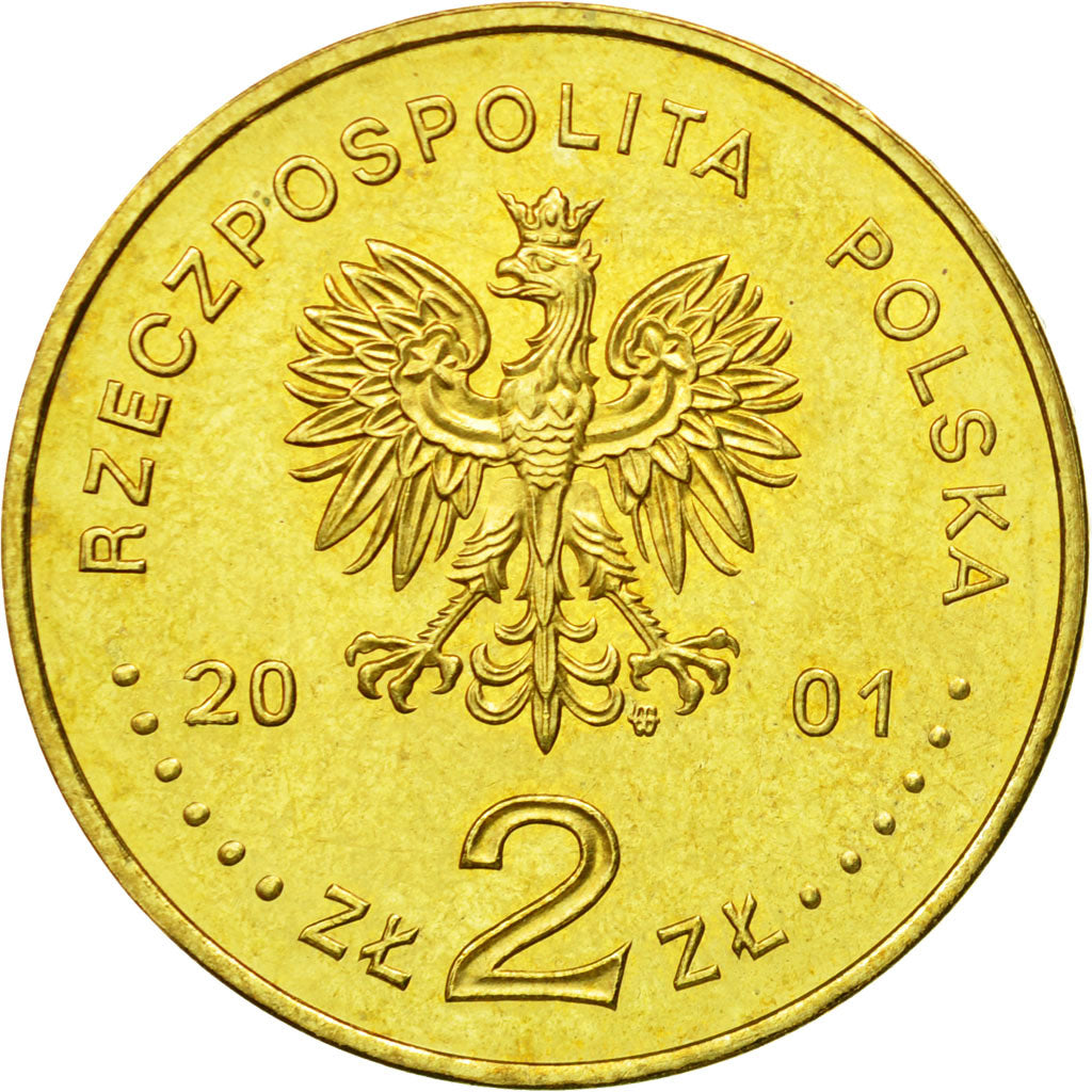 Coin, Poland, 2 Zlote, 2001, Warsaw, MS(64), Brass, KM:423