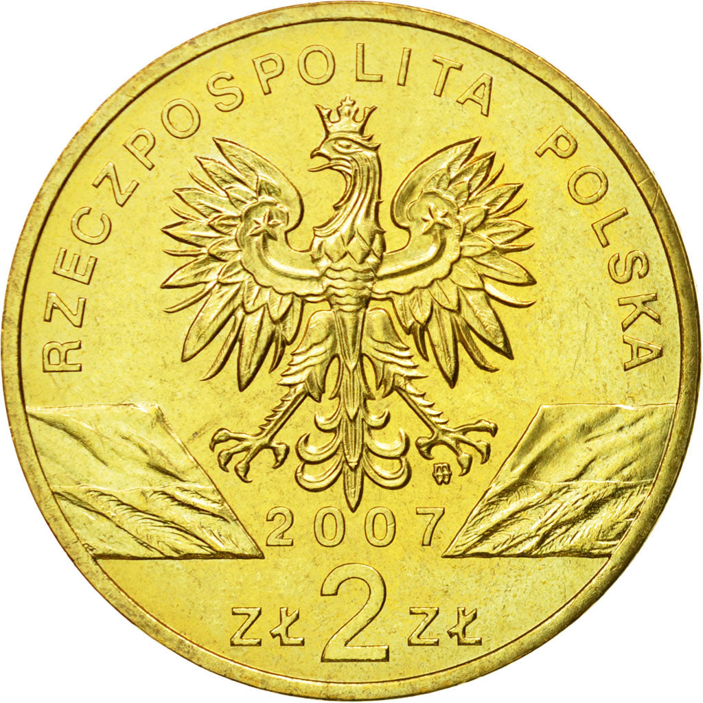 Coin, Poland, 2 Zlote, 2007, Warsaw, MS(64), Brass, KM:578