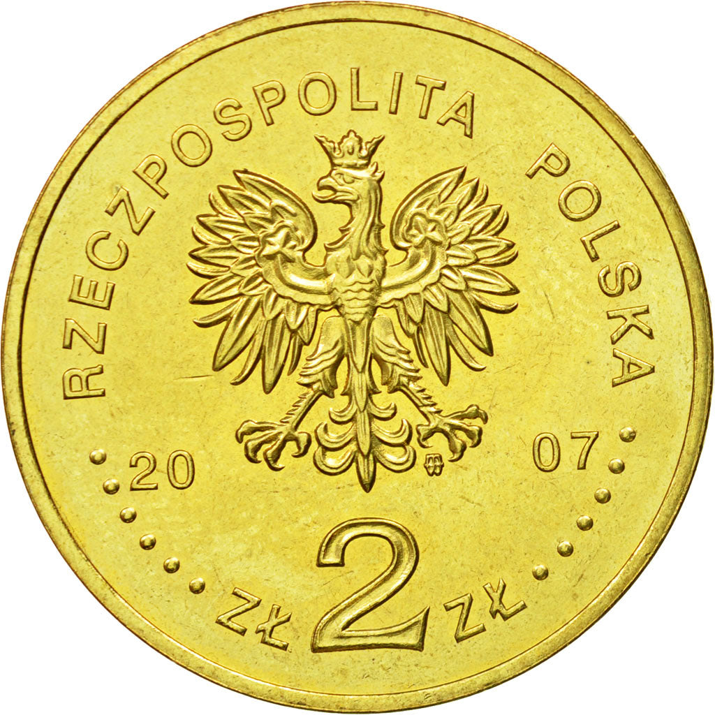 Coin, Poland, 2 Zlote, 2007, Warsaw, MS(64), Brass, KM:590